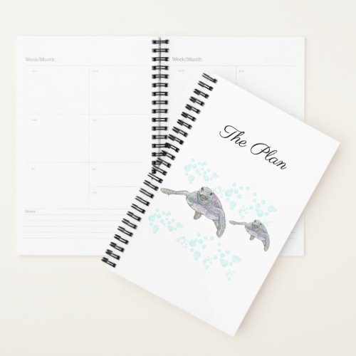 Sea Turtle Colorful Original Drawing Personalized Planner