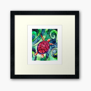 Sea Turtle Colorful Tropical Poster