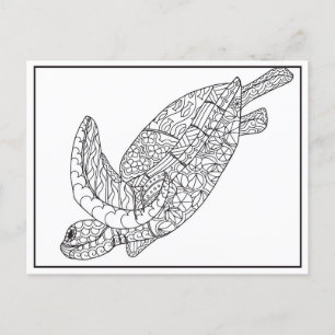 Sea Turtle Coloring Postcard