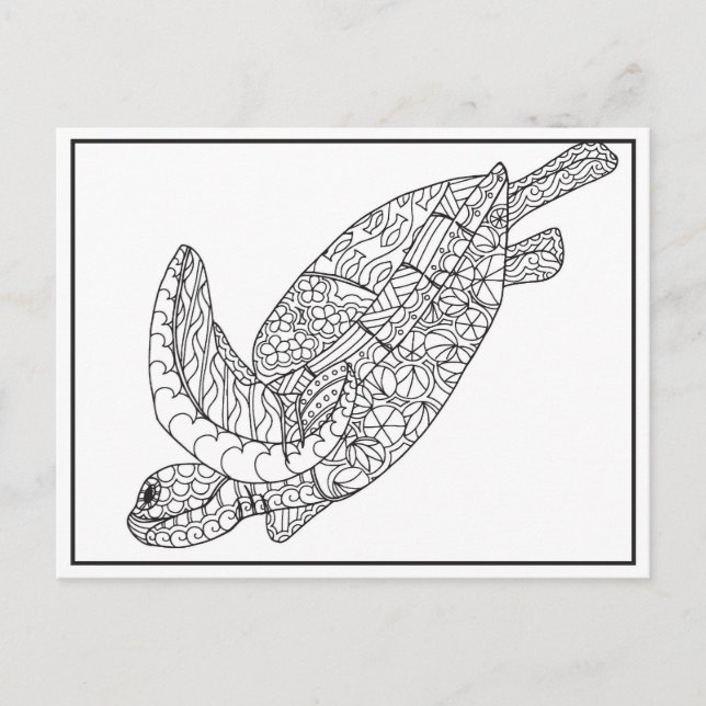 Sea Turtle Coloring Postcard (Front)