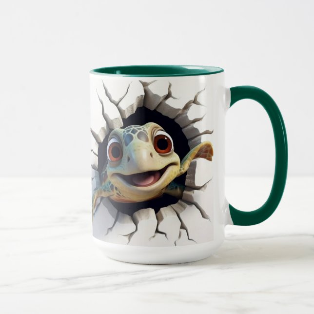 Sea turtle coming out of wall mug (Right)