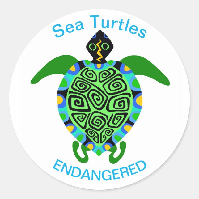 Sea TURTLE - Conservation -Ecology - Nature Classic Round Sticker (Front)