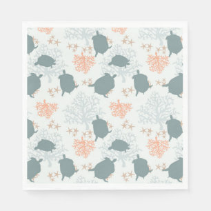 Sea Turtle Coral Reef Beach Pattern Napkins