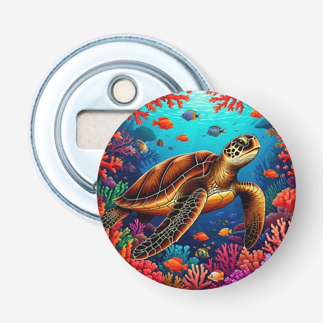 🐢 Sea Turtle Coral Reef Bottle Opener (Front)