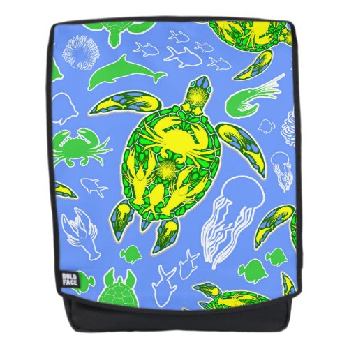 Sea Turtle Coral Reef Marine Life Symbol  Backpack