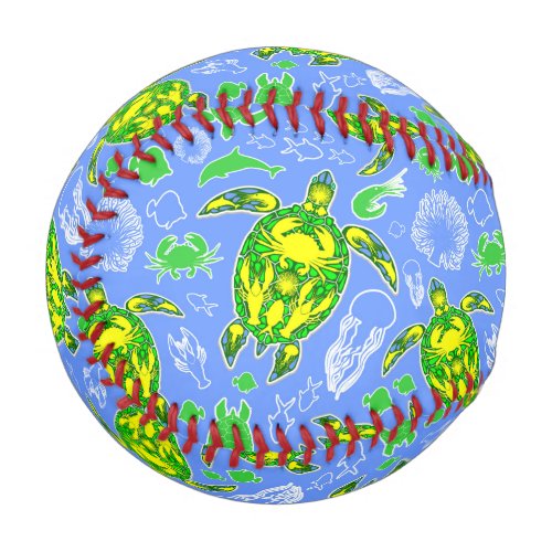 Sea Turtle Coral Reef Marine Life Symbol  Baseball