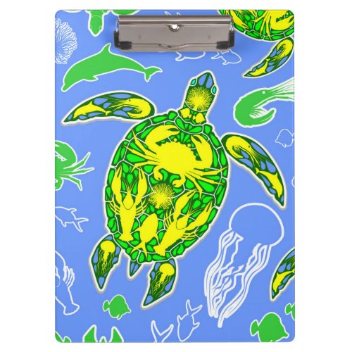 Sea Turtle Coral Reef Marine Life Symbol  Clipboard