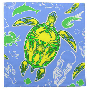 Sea Turtle Coral Reef Marine Life Symbol Cloth Napkin