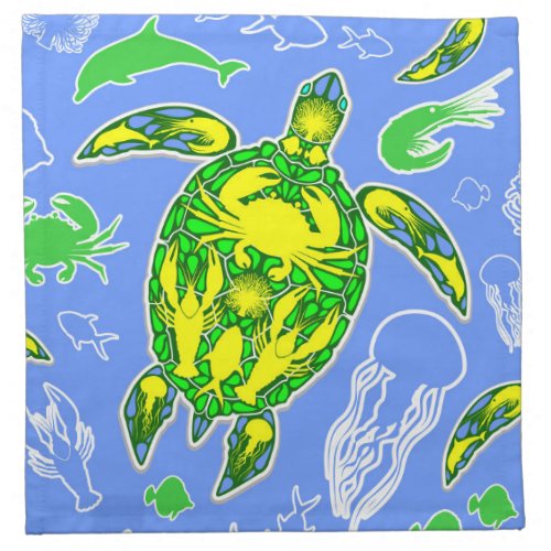 Sea Turtle Coral Reef Marine Life Symbol  Cloth Napkin