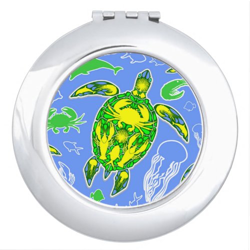 Sea Turtle Coral Reef Marine Life Symbol  Compact Mirror