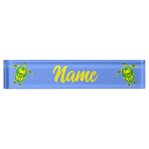 Sea Turtle Coral Reef Marine Life Symbol  Desk Name Plate