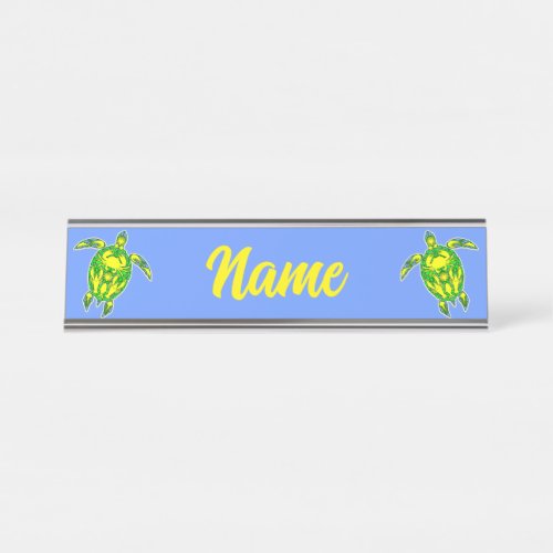 Sea Turtle Coral Reef Marine Life Symbol  Desk Name Plate