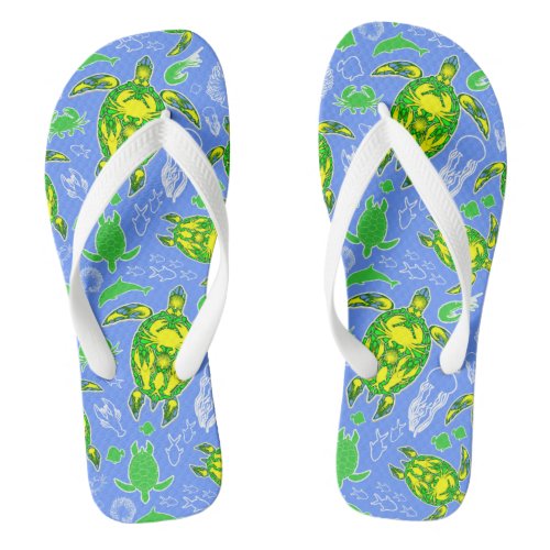 Sea Turtle Coral Reef Marine Life Symbol  Flip Flops