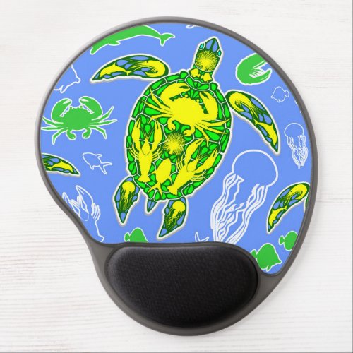 Sea Turtle Coral Reef Marine Life Symbol  Gel Mouse Pad