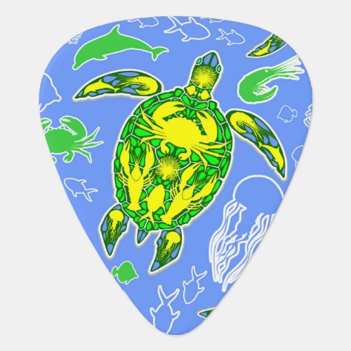 Sea Turtle Coral Reef Marine Life Symbol  Guitar Pick