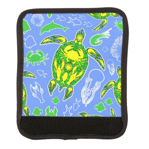 Sea Turtle Coral Reef Marine Life Symbol  Luggage Handle Wrap