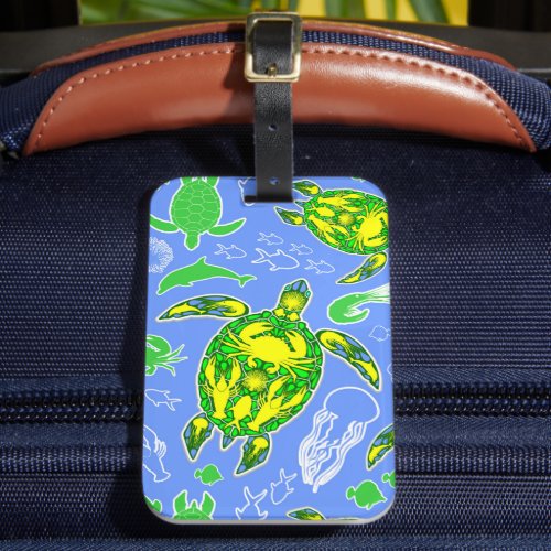 Sea Turtle Coral Reef Marine Life Symbol  Luggage Tag