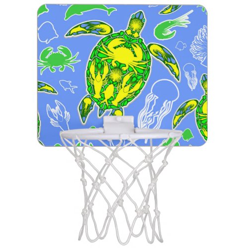 Sea Turtle Coral Reef Marine Life Symbol  Mini Basketball Hoop