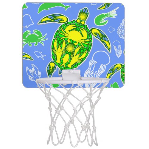 Sea Turtle Coral Reef Marine Life Symbol  Mini Basketball Hoop