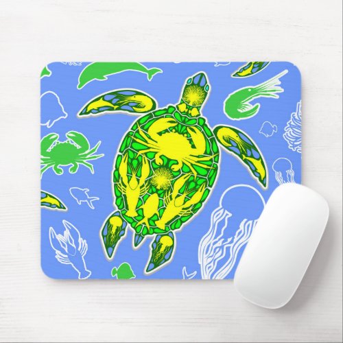 Sea Turtle Coral Reef Marine Life Symbol  Mouse Pad