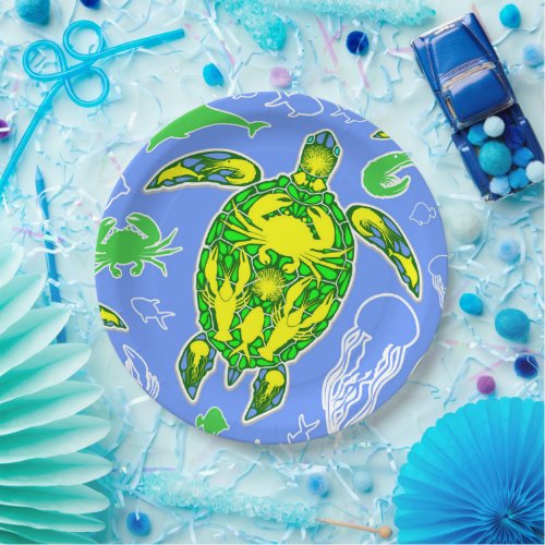 Sea Turtle Coral Reef Marine Life Symbol  Paper Plates