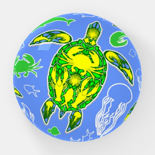 Sea Turtle Coral Reef Marine Life Symbol  Paperweight