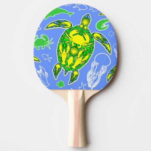 Sea Turtle Coral Reef Marine Life Symbol  Ping Pong Paddle