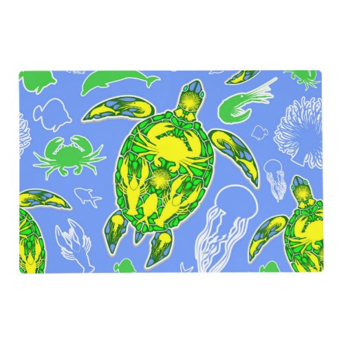 Sea Turtle Coral Reef Marine Life Symbol  Placemat