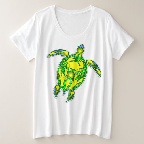Sea Turtle Coral Reef Marine Life Symbol  Plus Size T_Shirt