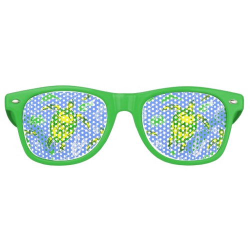 Sea Turtle Coral Reef Marine Life Symbol  Retro Sunglasses