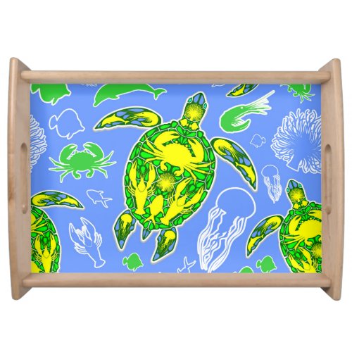 Sea Turtle Coral Reef Marine Life Symbol  Serving Tray