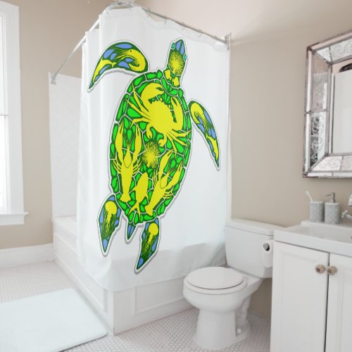 Sea Turtle Coral Reef Marine Life Symbol  Shower Curtain