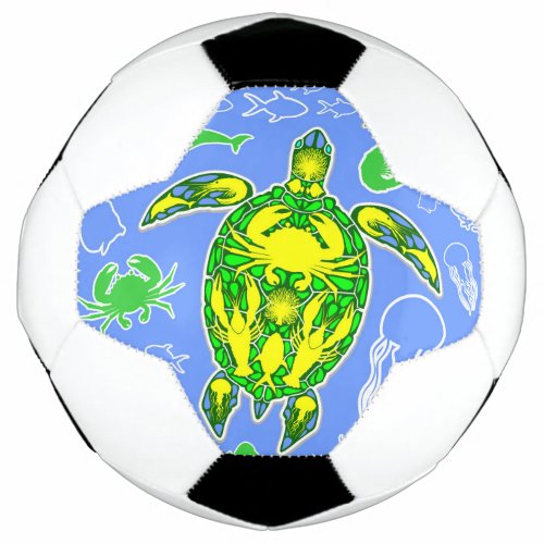 Sea Turtle Coral Reef Marine Life Symbol  Soccer Ball
