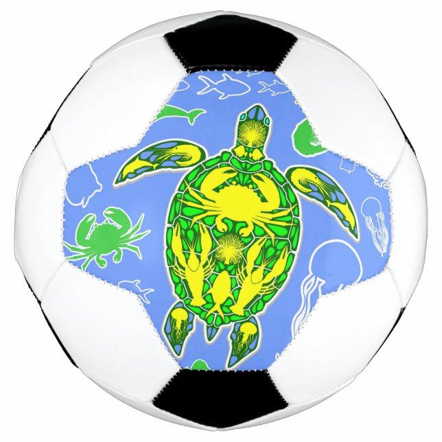 Sea Turtle Coral Reef Marine Life Symbol  Soccer Ball (Front)