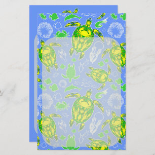 Sea Turtle Coral Reef Marine Life Symbol Stationery