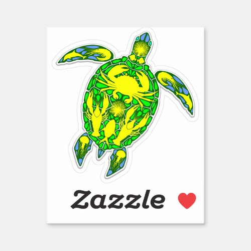 Sea Turtle Coral Reef Marine Life Symbol  Sticker