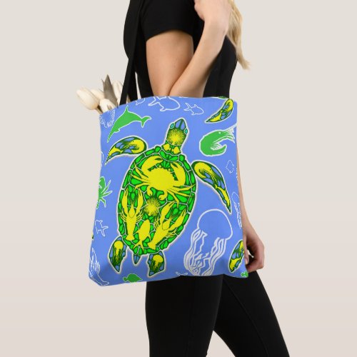 Sea Turtle Coral Reef Marine Life Symbol  Tote Bag