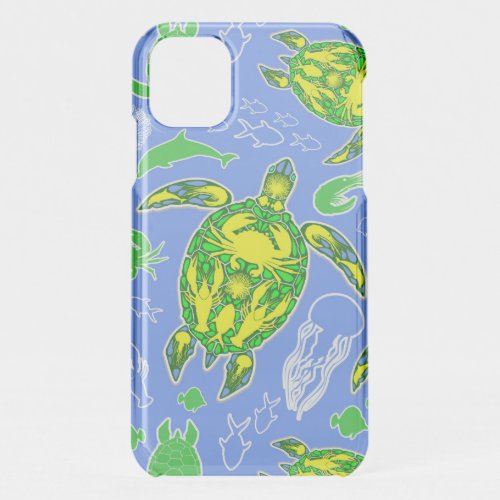 Sea Turtle Coral Reef Marine Life Symbol  iPhone 11 Case