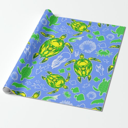 Sea Turtle Coral Reef Marine Life Symbol  Wrapping Paper
