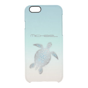 Sea Turtle Costal Silver Clear Monogram Tropical Clear iPhone 6/6S Case