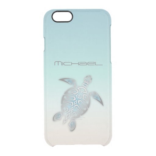 Sea Turtle Costal Silver Clear Monogram Tropical Clear iPhone 6/6S Case