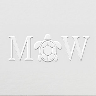 Sea Turtle Couple Wedding 2 Initial Monogram Embosser