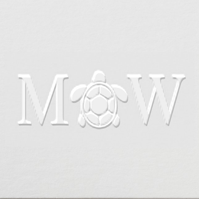 Sea Turtle Couple Wedding 2 Initial Monogram  Embosser (Design)