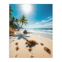 Sea Turtle & Crabs on Tropical Beach – Serene Ocea