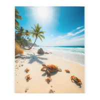 Sea Turtle & Crabs on Tropical Beach – Serene Ocea