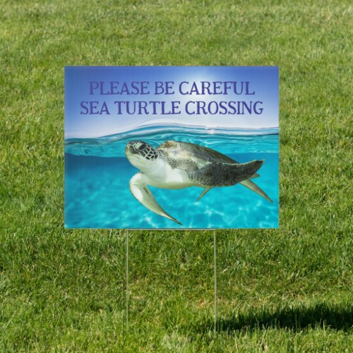 Sea Turtle Crossing Cute Beach Migration Yard Sign
