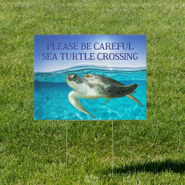 Sea Turtle Crossing Cute Beach Migration Yard Sign (Insitu)