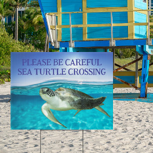 Sea Turtle Crossing Cute Beach Migration Yard Sign
