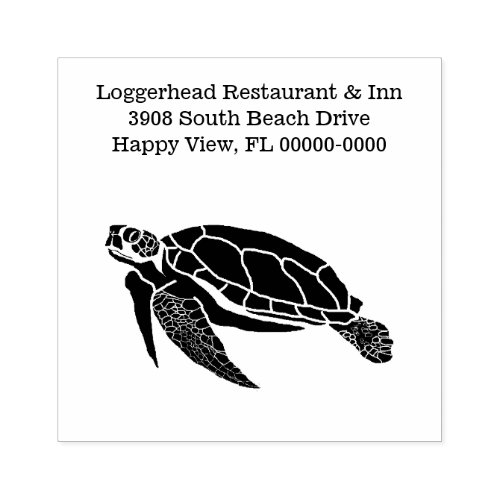Sea Turtle Custom Text Coastal Business Rubber Stamp