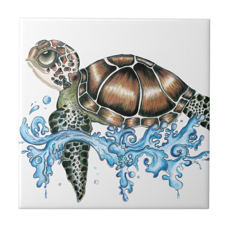 sea turtle design ceramic tile | Zazzle